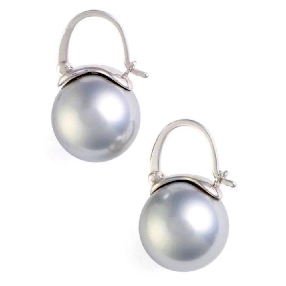 KATE SPADE • Silver Shine On Gray Pearl Drop Earrings - Picture 1 of 5